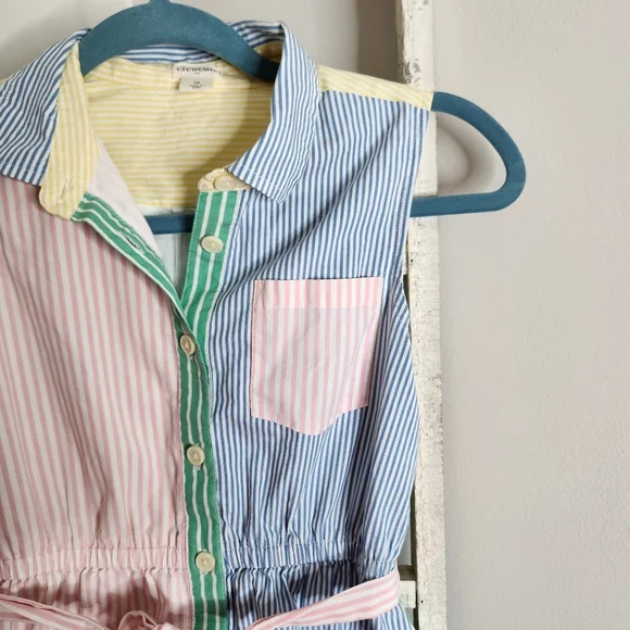 Crewcuts girls size 10 colorblock stripe button down sleeveless dress - Picture 2 of 4